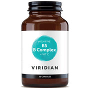VIRIDIAN B komplekss "High five" + C vitamīns - 30 kapsulas