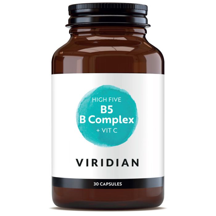 VIRIDIAN B komplekss "High five" + C vitamīns - 30 kapsulas