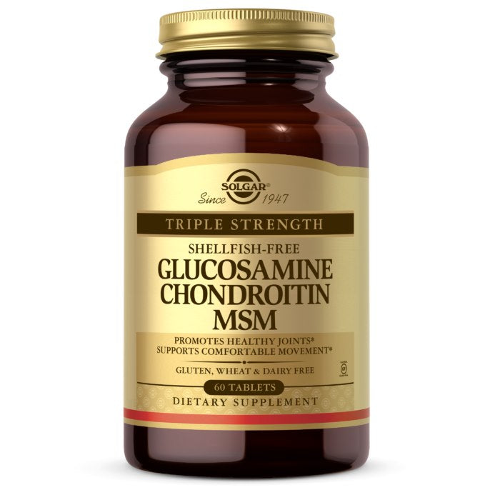 SOLGAR Triple Strength glikozamīns, hondroitīns un MSM – 60 tabletes