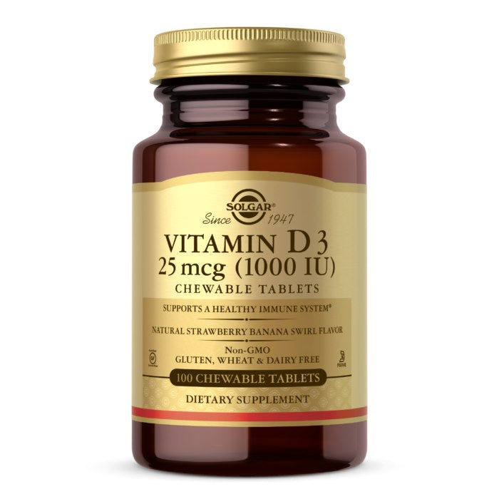 SOLGAR Witamina D3 1000 IU 25 mcg Chewable Tablets (100 tabl.)