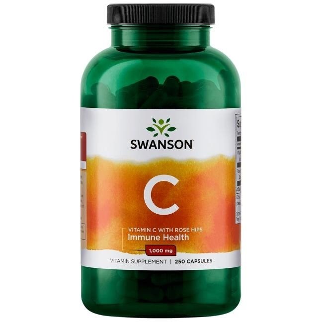 SWANSON C vitamīns ar mežrozīšu augļiem 1000 mg – 250 kapsulas