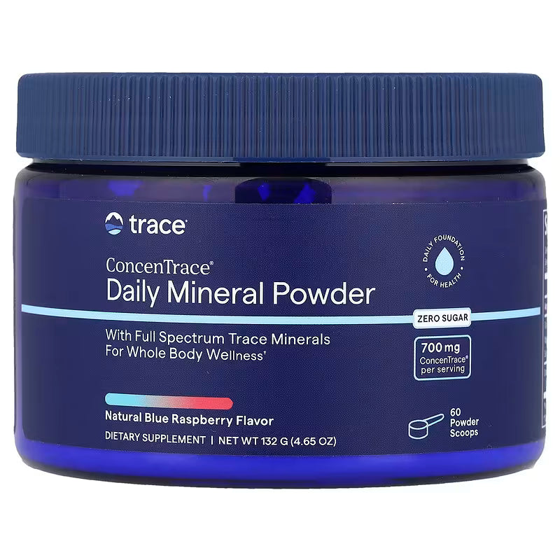 TRACE MINERALS ikdienas minerālvielu pulveris, dabīgs zilās avenes aromāts – 132 g