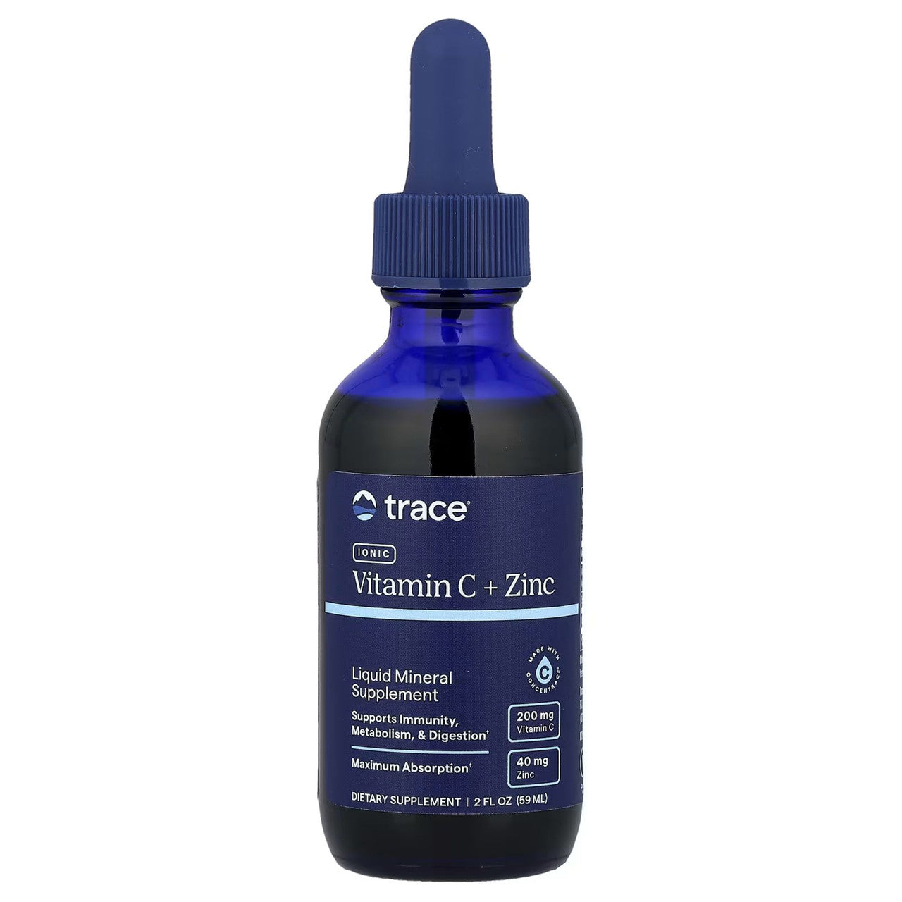 TRACE MINERALS C vitamīns + jonizētais cinks — 59 ml