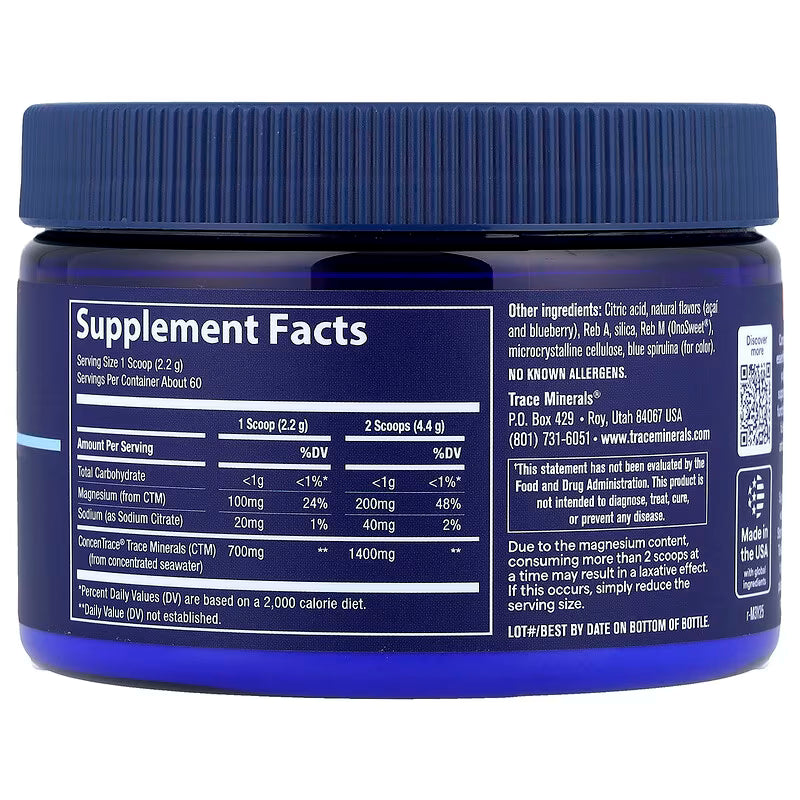 TRACE MINERALS ikdienas minerālvielu pulveris, dabīgā asai ogu garšā - 132 g