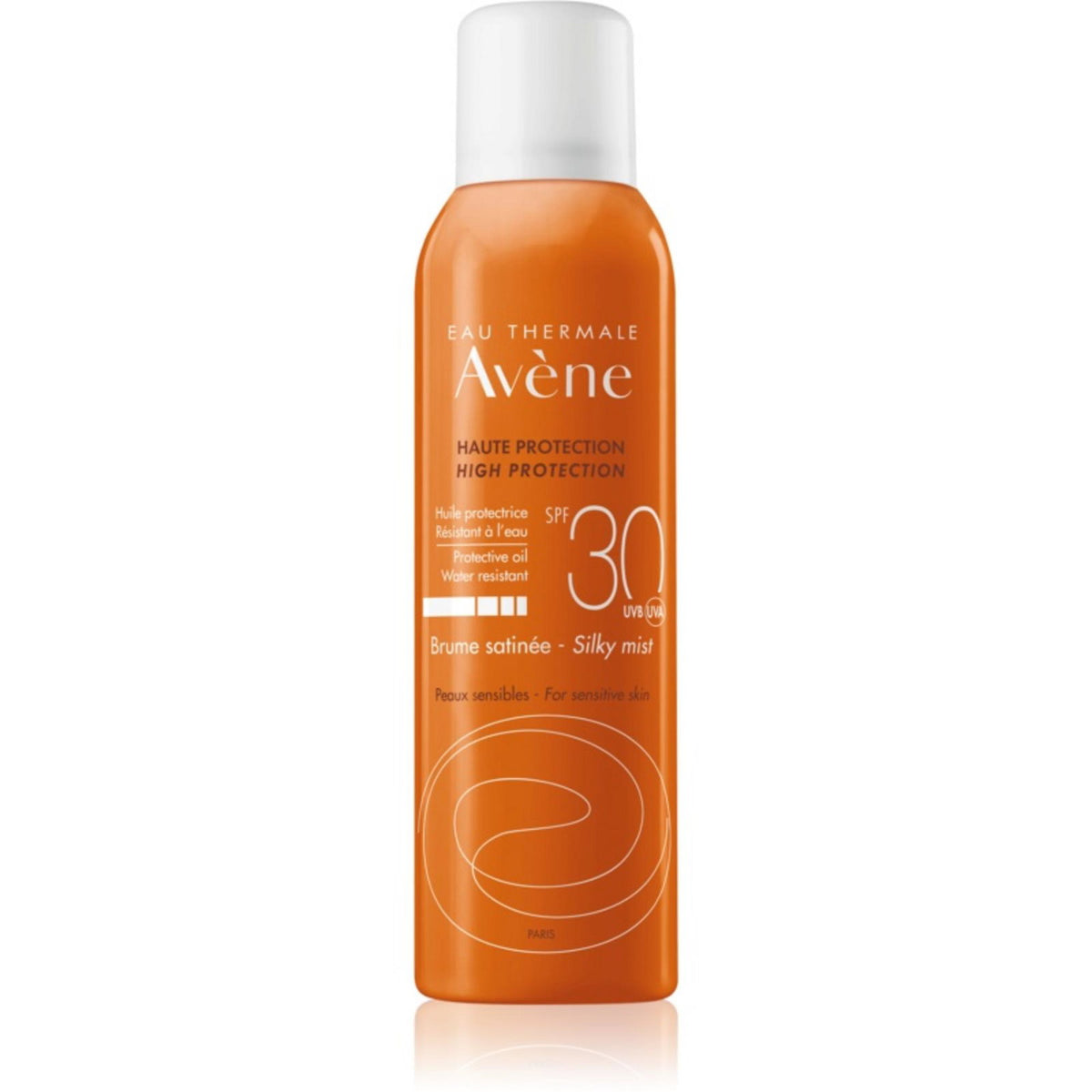 Avene, šilkinis purškiklis, be parabenų, drėkinamasis, apsauginis nuo saulės purškiklis, SPF30, 150 ml
