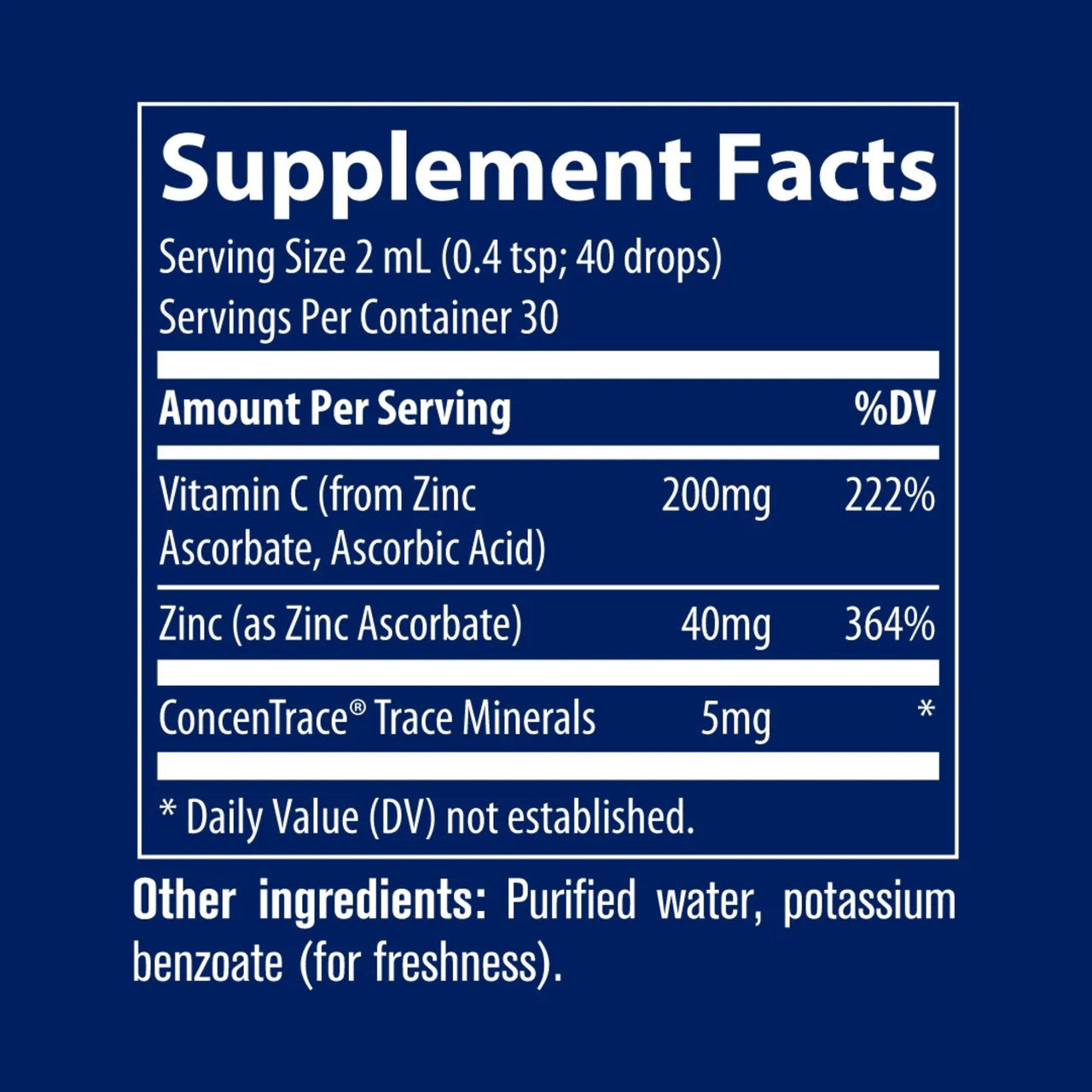 TRACE MINERALS C vitamīns + jonizētais cinks — 59 ml