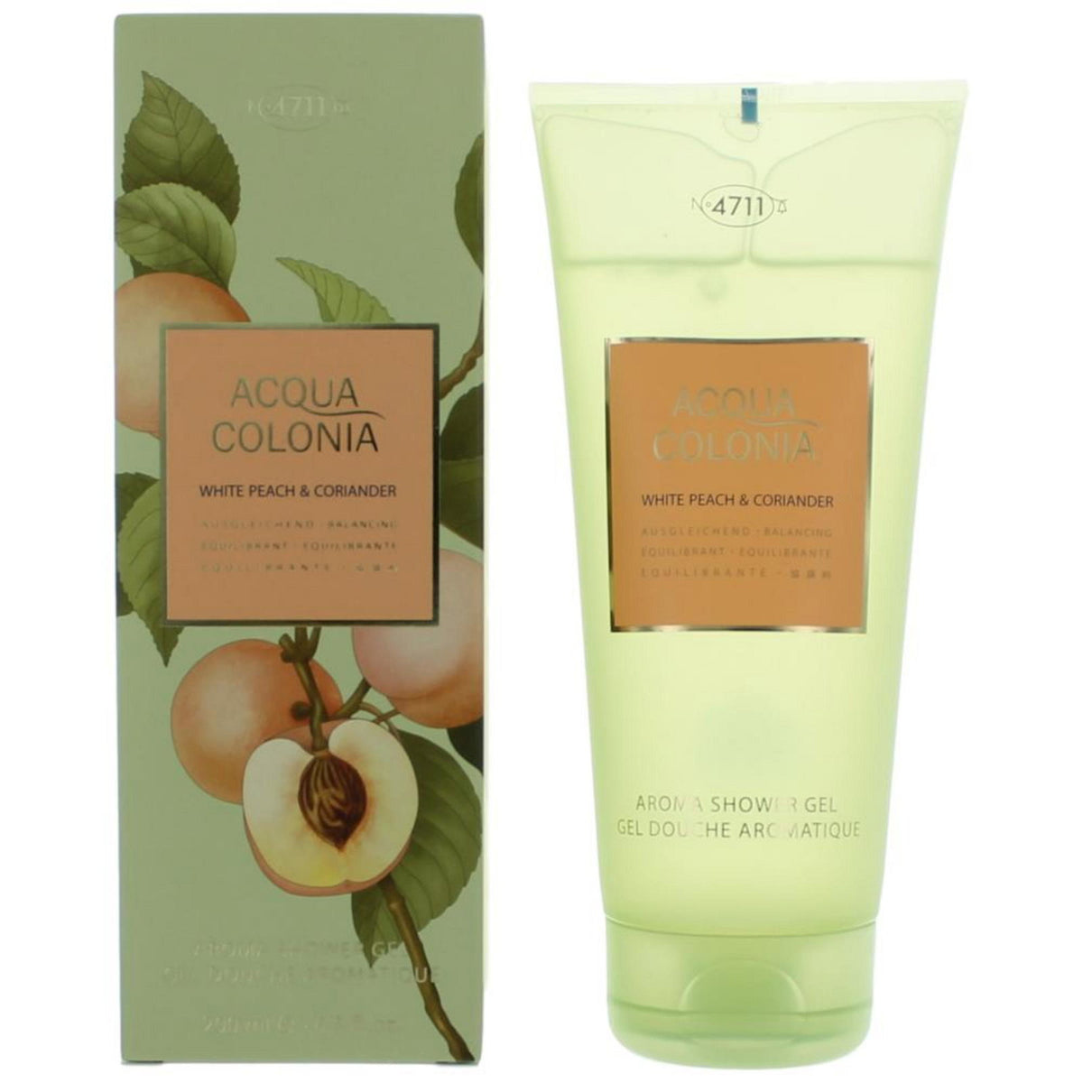 4711 Acqua Colonia balto persika un koriandra mitrinoša dušas želeja ķermenim, visiem ādas tipiem, 200 ml