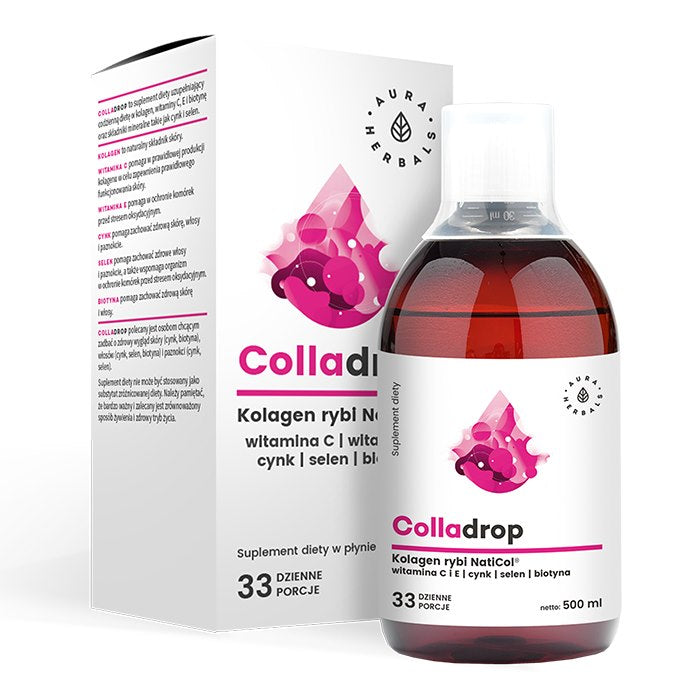 Aura Herbals Colladrop NatiCol zivju kolagēns ar C vitamīnu - 500 ml šķidrums