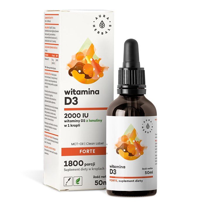 Aura Herbals D3 vitamīns Forte 2000 SV MCT eļļā - 50 ml pilieni