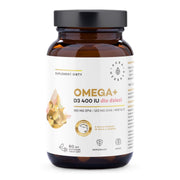 Aura Herbals Omega+ D3 vitamīns 400 SV bērniem, 60 atskrūvējamas kapsulas