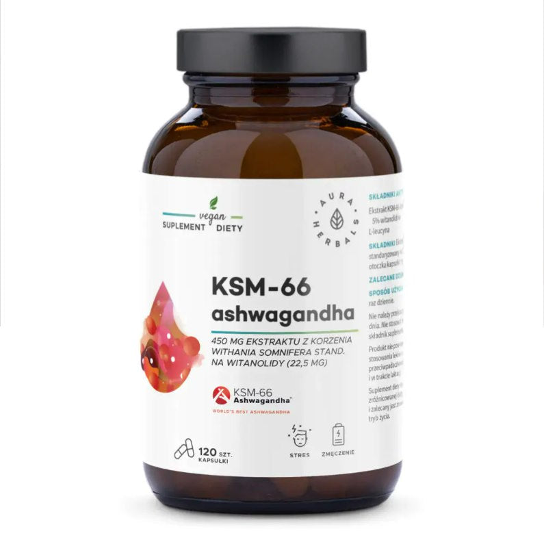 Aura Herbals Ašvaganda KSM-66 450 mg - 120 kapsulas