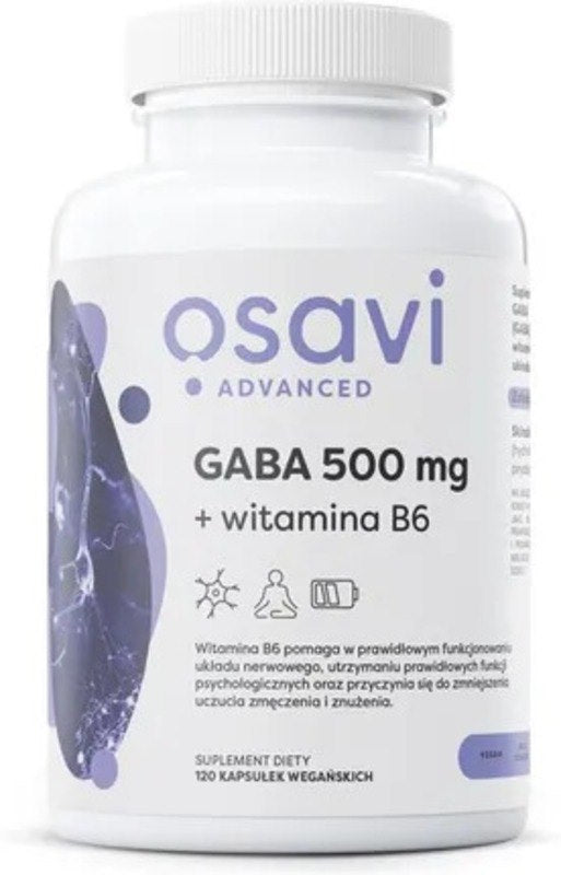 Osavi GABA 500mg + B6 vitamīns 120 kapsulas
