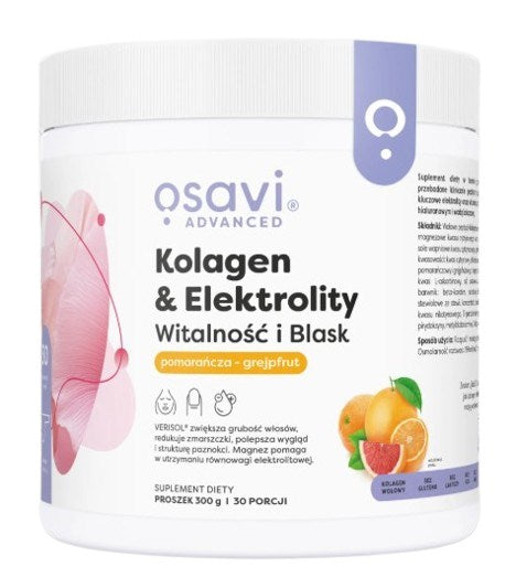 OSAVI Kolagen i Elektrolity Witalność i Blask, pomarańcza-grejpfrut (300 g)