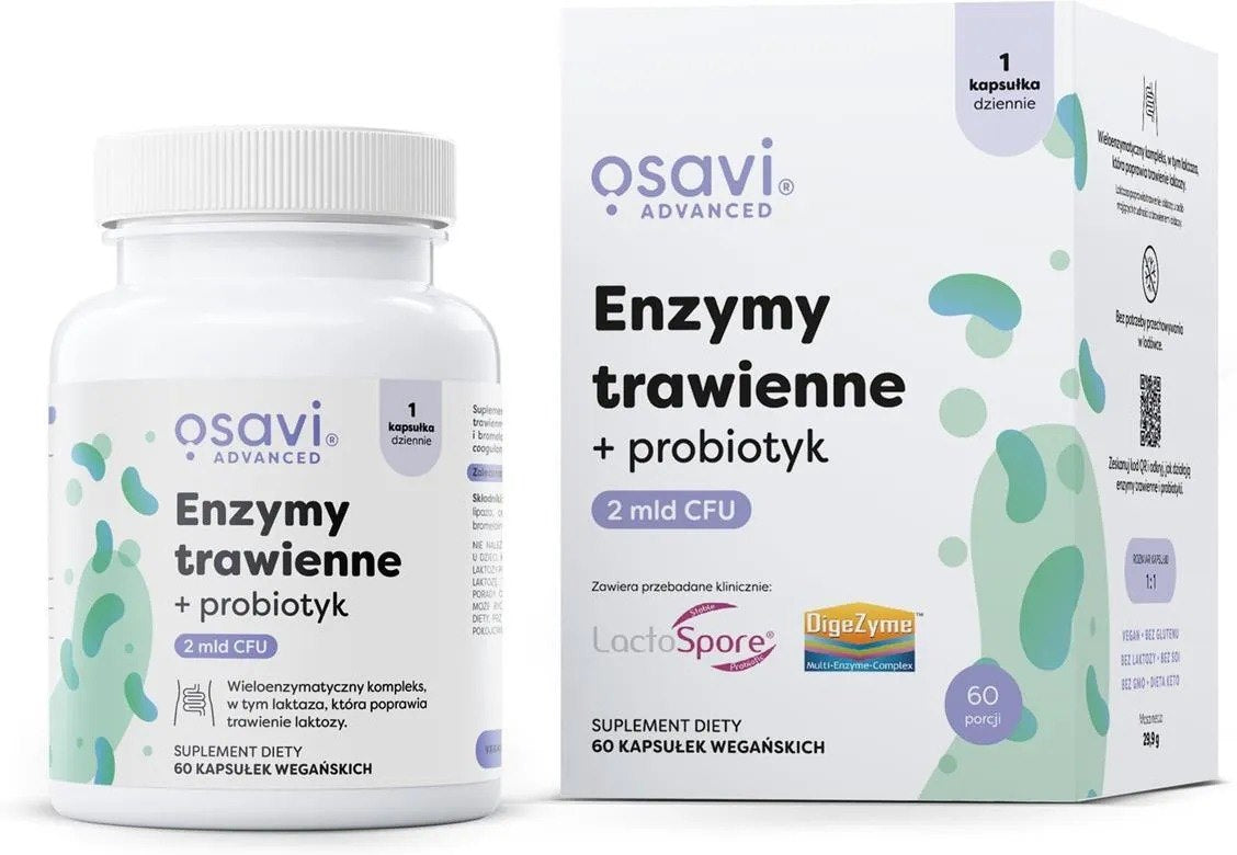 Osavi gremošanas enzīmi + probiotikas – 60 kapsulas