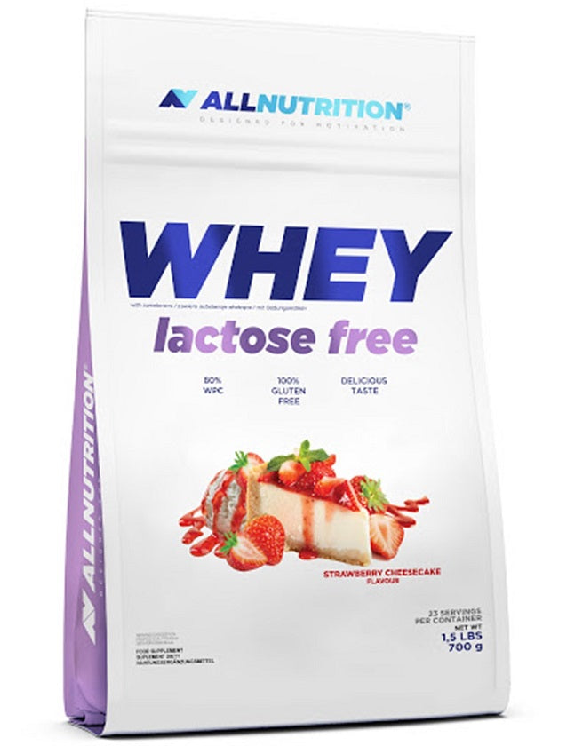 Allnutrition sūkalu olbaltumvielu pulveris bez laktozes, zemeņu siera kūka - 700 g
