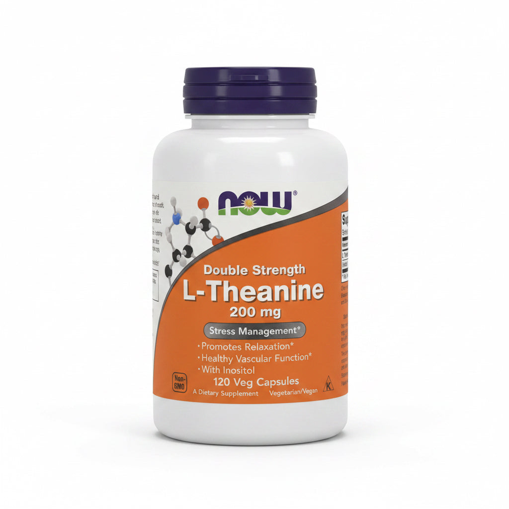 NOW FOODS Double Strength L-Theanine 200 mg -  L-Teanina 200 mg (120 kaps.)
