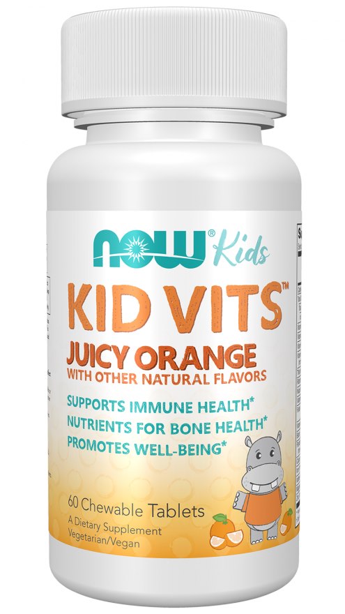 NOW FOODS Kid Vits Juicy Orange -  Witaminy i minerały dla dzieci Kid Vits Smak pomarańczowy (60 tabl.)