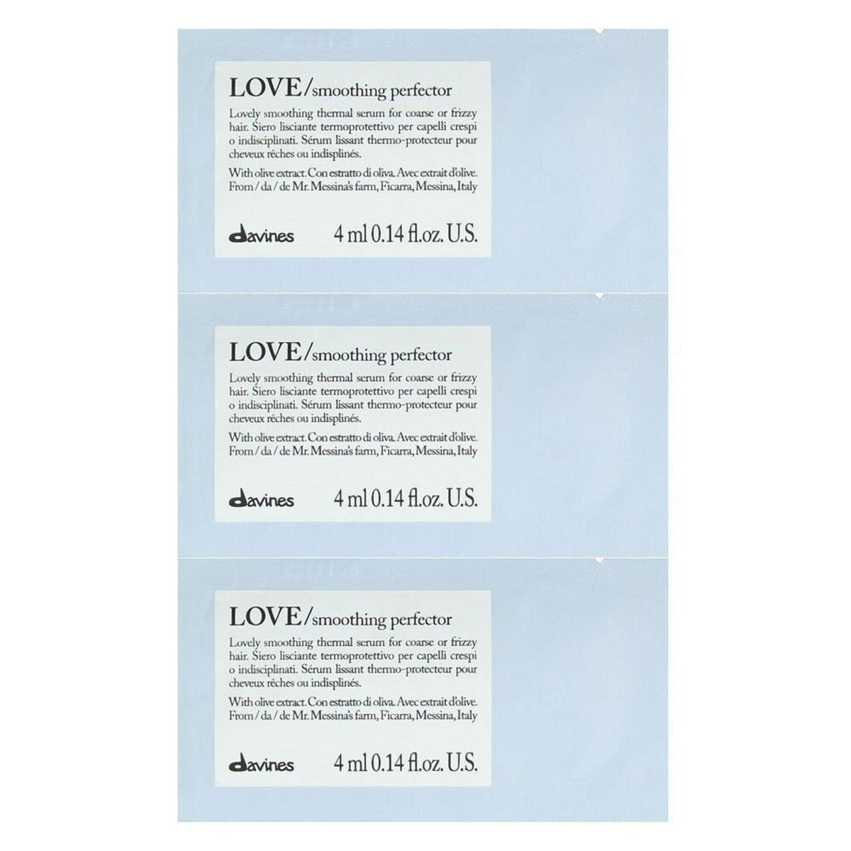 Set, Davines, Love, Hair Leave-In Cream Treatment, Smoothing, 12 pcs, 4 ml