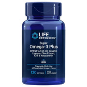 LIFE EXTENSION Super Omega-3 Plus EPA/DHA ar sezama lignāniem, olīvu ekstraktu, krila eļļu un astaksantīnu EU – 120 kapsulas