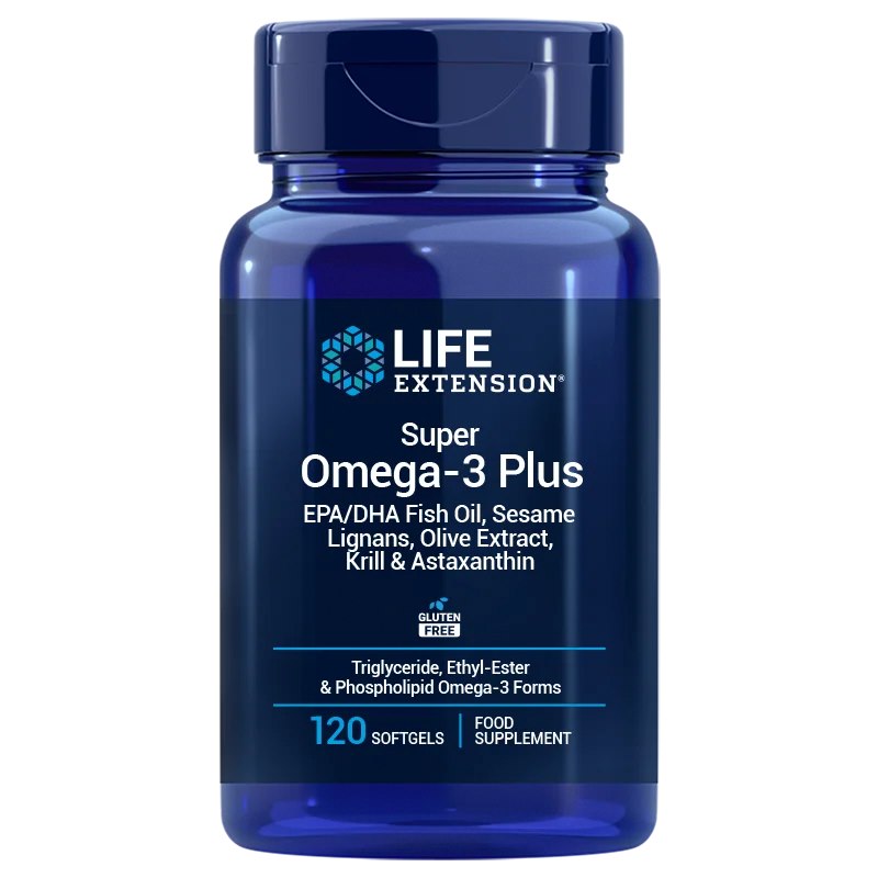 LIFE EXTENSION Super Omega-3 Plus EPA/DHA ar sezama lignāniem, olīvu ekstraktu, krila eļļu un astaksantīnu EU – 120 kapsulas