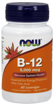 NOW Foods B - 12 vitamīns ar folijskābi, 5000 mcg – 60 pastilas