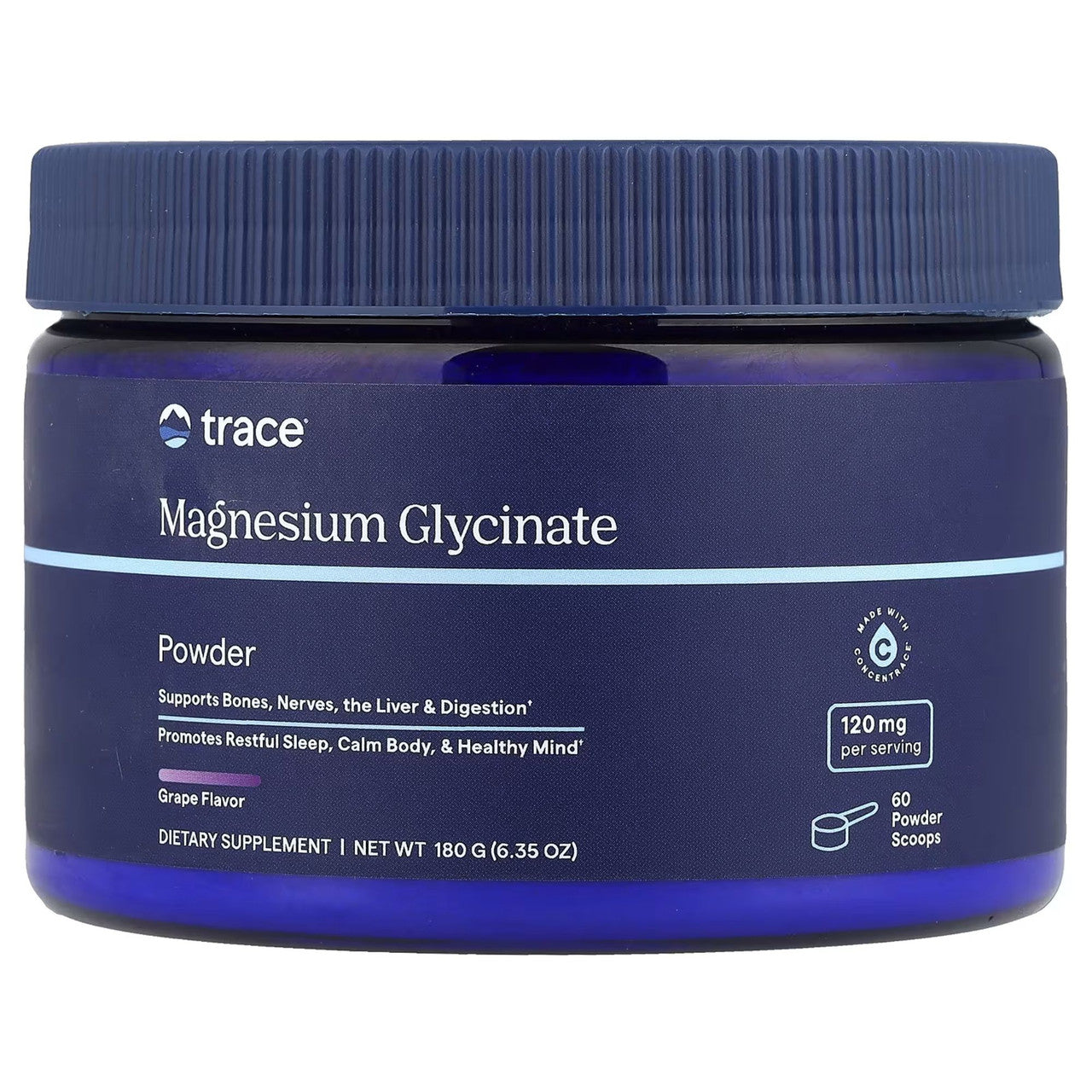 TRACE MINERALS Magnija glicināta pulveris, vīnogu garša - 180 g