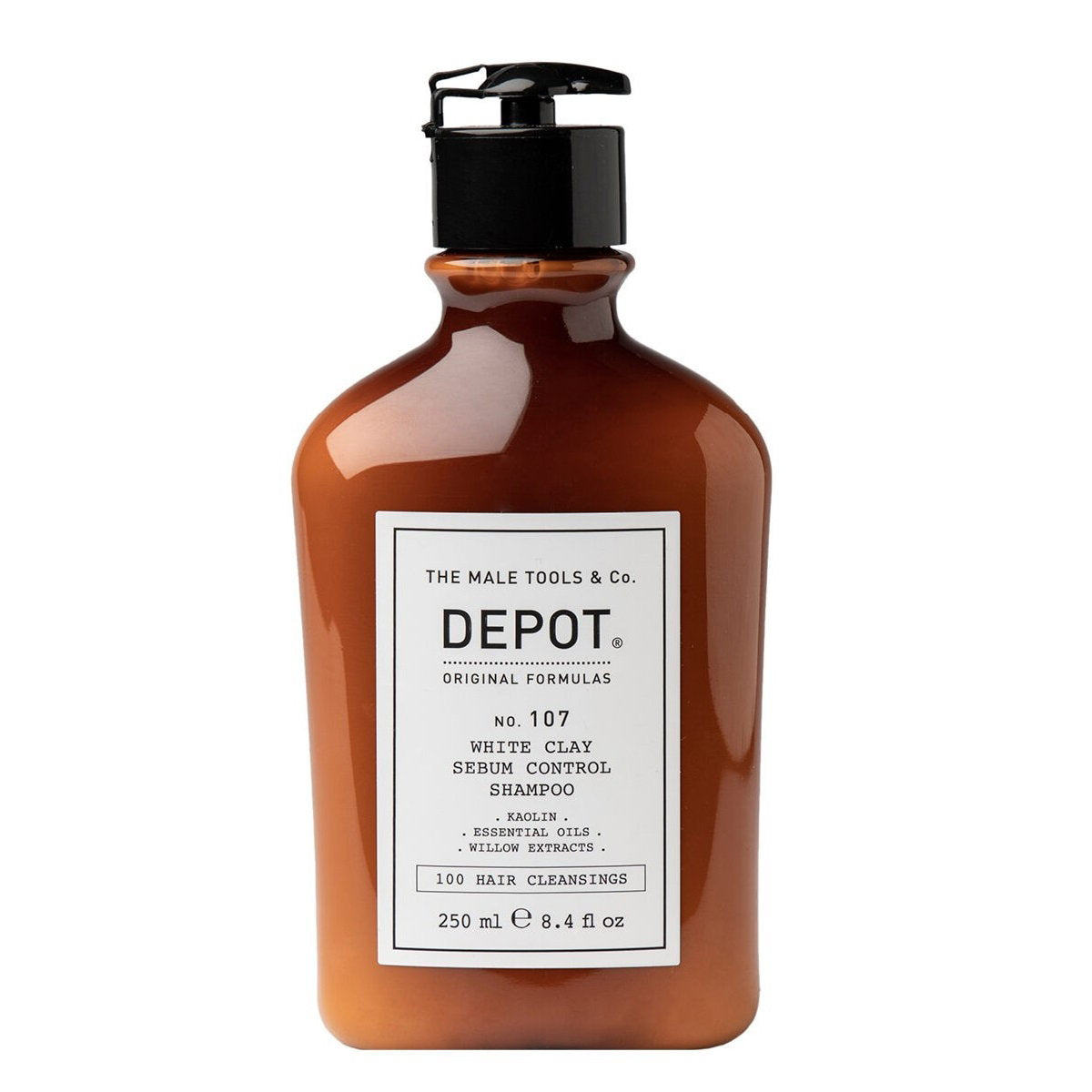 Depot, 100 Hair Cleansing No. 107, Kaolin, Hair Shampoo, For Regulation Of Excessive Sebum, 250 ml