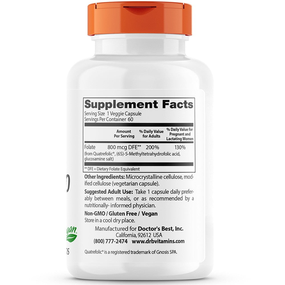 Doctor's Best folijskābe Quatrefolic 800 mkg – 60 kapsulas