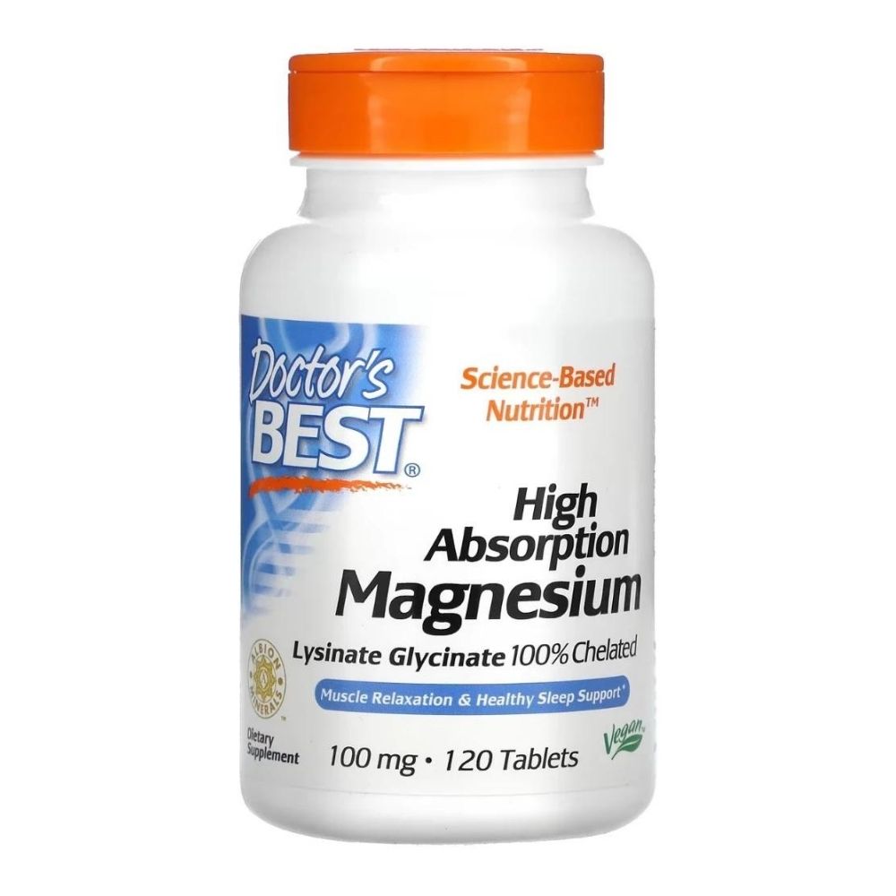 Doctor's Best augstas absorbcijas magnija tabletes, 100 mg – 120 tabletes