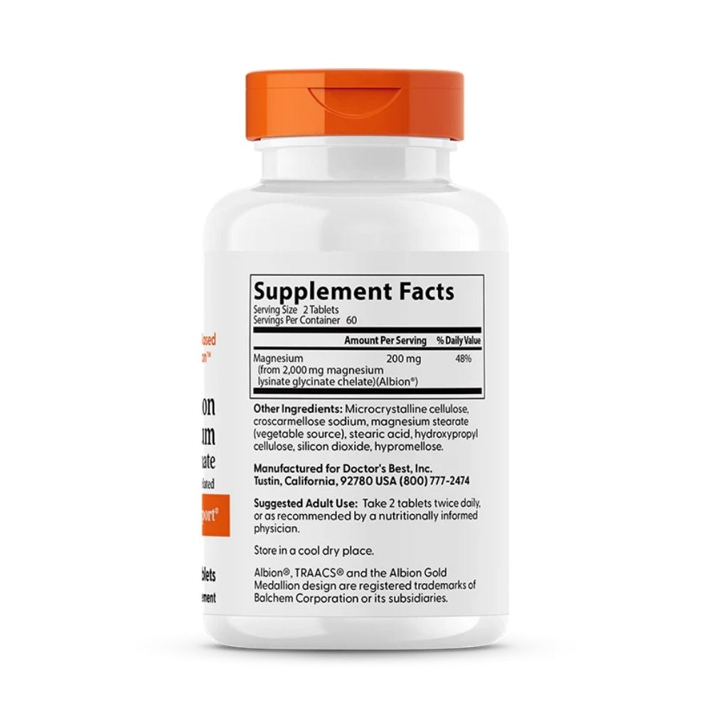 Doctor's Best augstas absorbcijas magnija tabletes, 100 mg – 120 tabletes