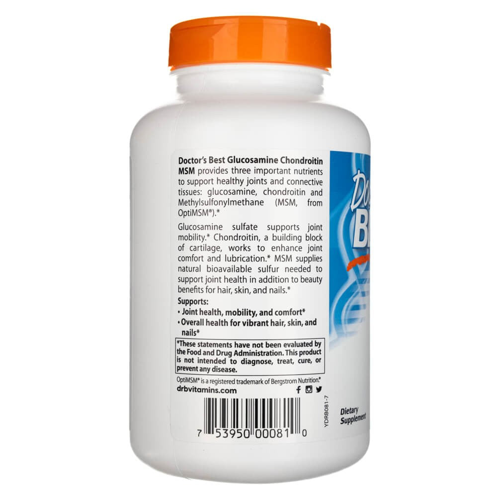 Doctor's Best Glucosamine Chondroitin MSM ar OptiMSM – 240 kapsulas
