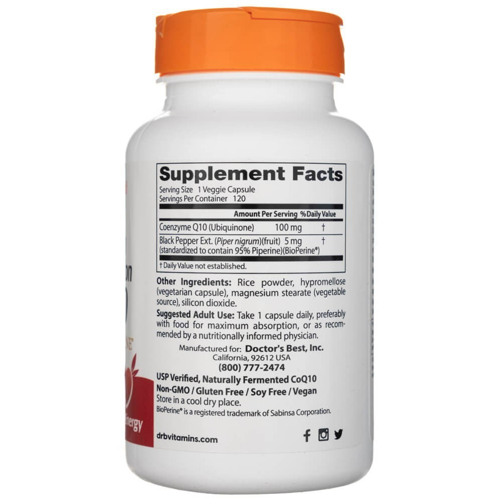 Doctor's Best augstas absorbcijas koenzīms Q10 ar BioPerine 100 mg – 120 kapsulas