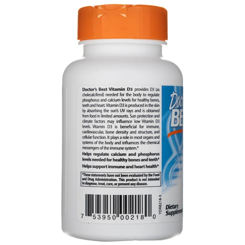 Doctor's Best D3 vitamīns 5000 IU – 180 kapsulas