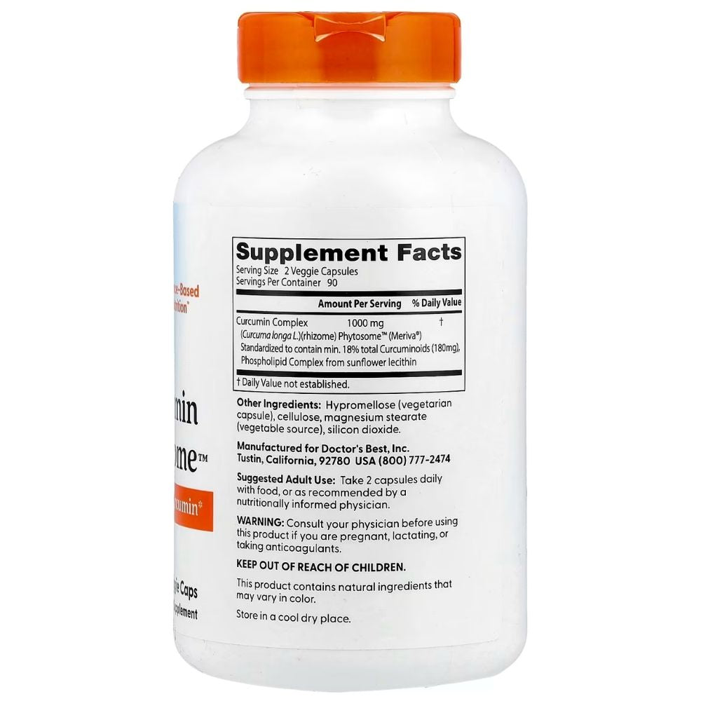 Doctor's Best kurkumīna fitosomas ar Meriva 500 mg – 60 kapsulas