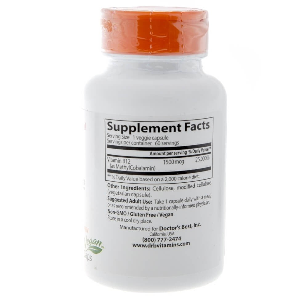 Doctor's Best pilnībā aktīvs B12 vitamīns 1500 mcg – 60 kapsulas