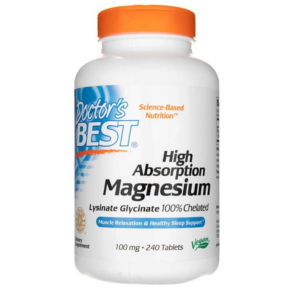 Doctor's Best augstas absorbcijas magnija tabletes, 100 mg – 240 tabletes