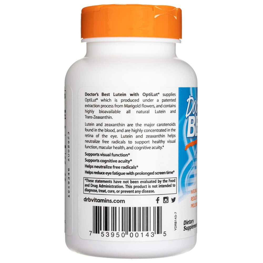 Doctor's Best luteīns no OptiLut – 120 kapsulas
