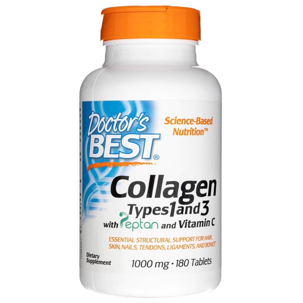 Doctor's Best 1. un 3. tipa kolagēns ar Peptan un C vitamīnu 1000 mg – 180 tabletes