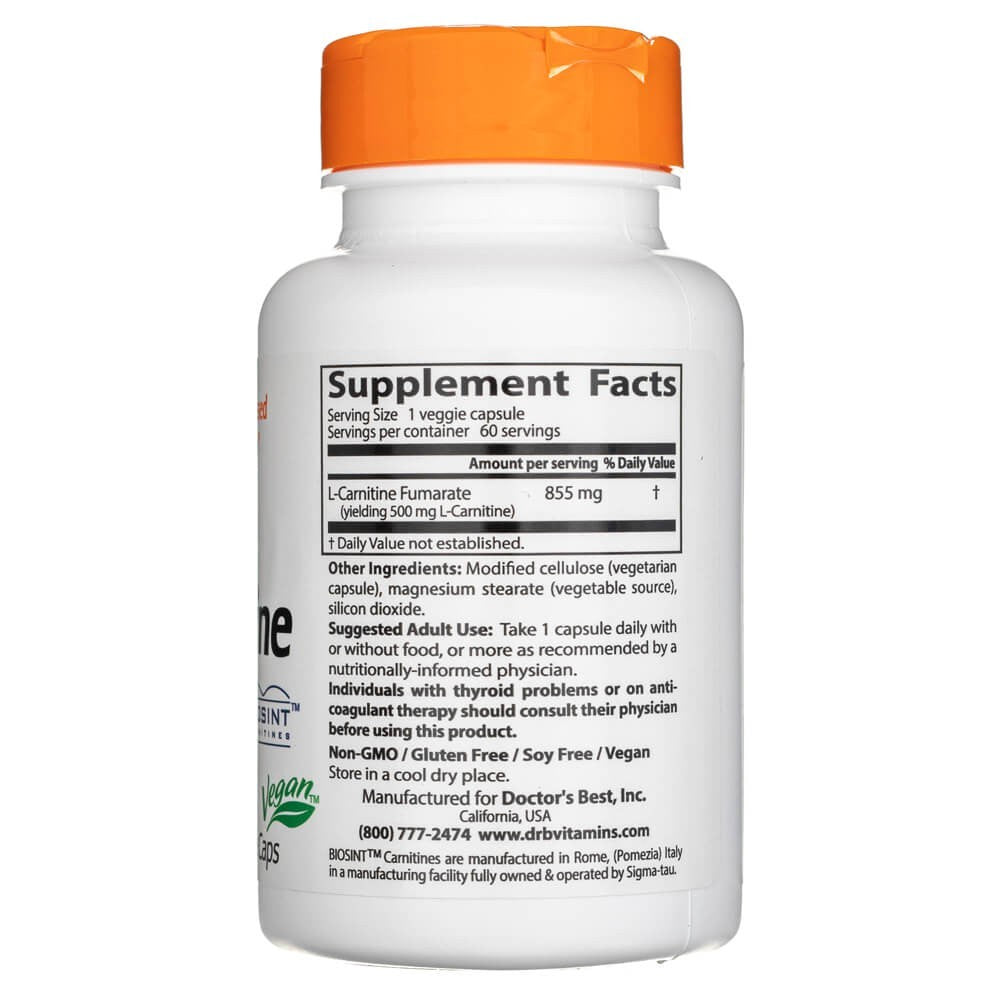 Doctor's Best L-karnitīna fumarāts ar Biosint karnitīniem 855 mg – 60 kapsulas