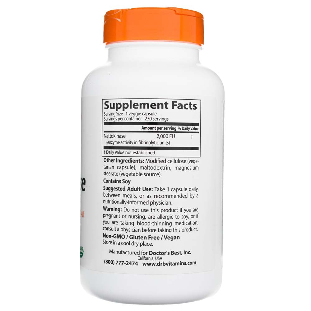 Doctor's Best nattokināze 2000 FU — 270 kapsulas