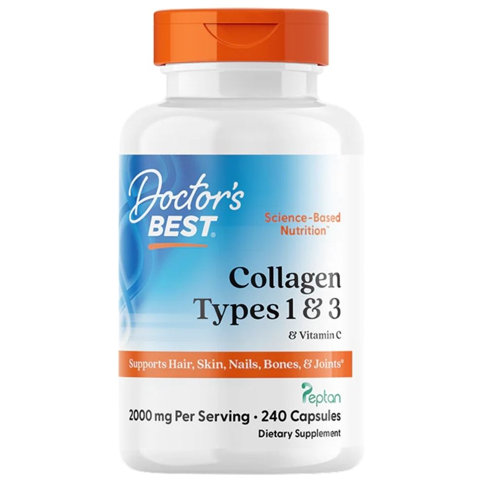 Doctor's Best 1. un 3. tipa kolagēns + C vitamīns – 240 kapsulas