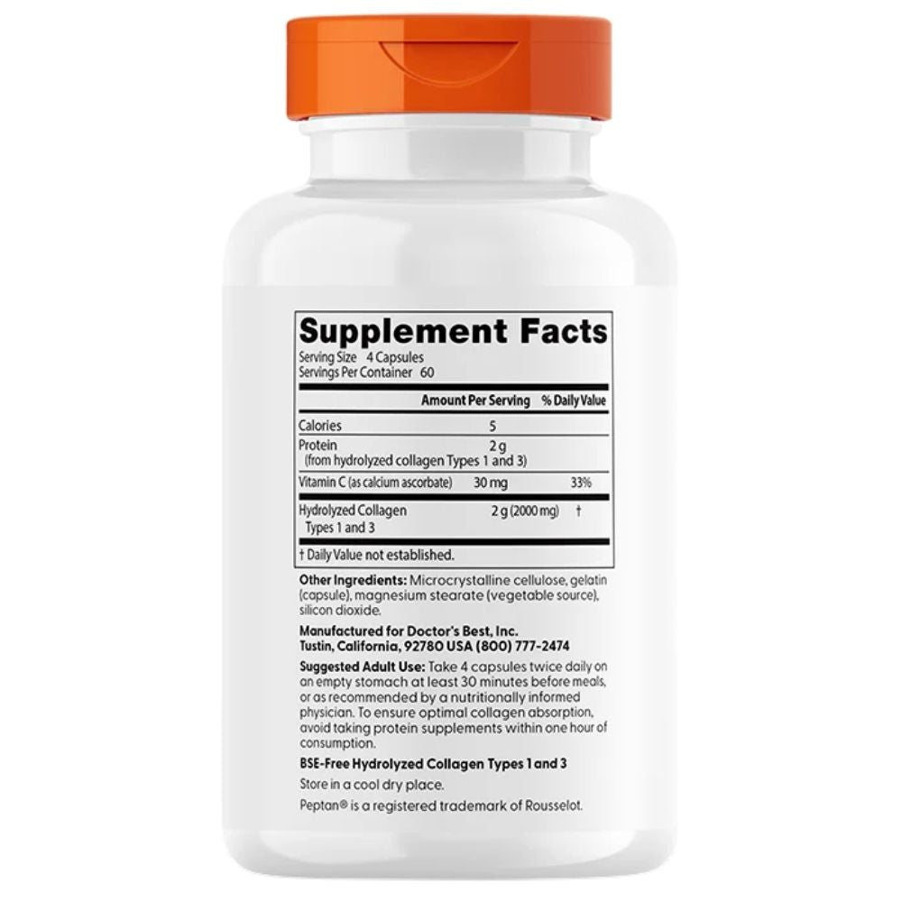 Doctor's Best 1. un 3. tipa kolagēns + C vitamīns – 240 kapsulas