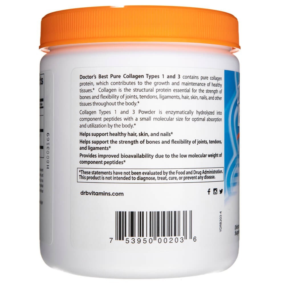 Doctor's Best tīra kolagēna I un III tipa pulveris - 200 g