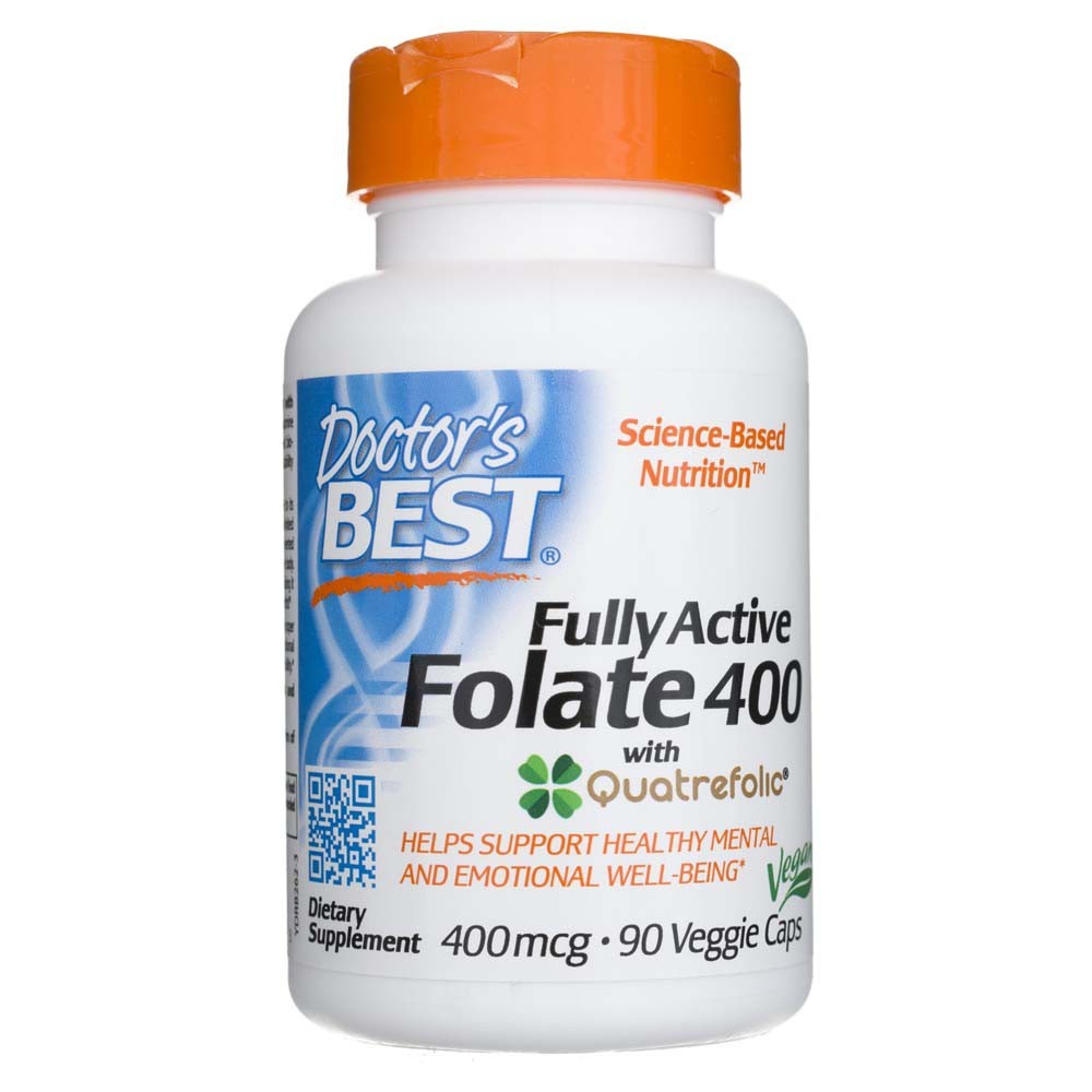 Doctor's Best pilnībā aktīvs folāts 400 ar Quatrefolic – 90 kapsulas