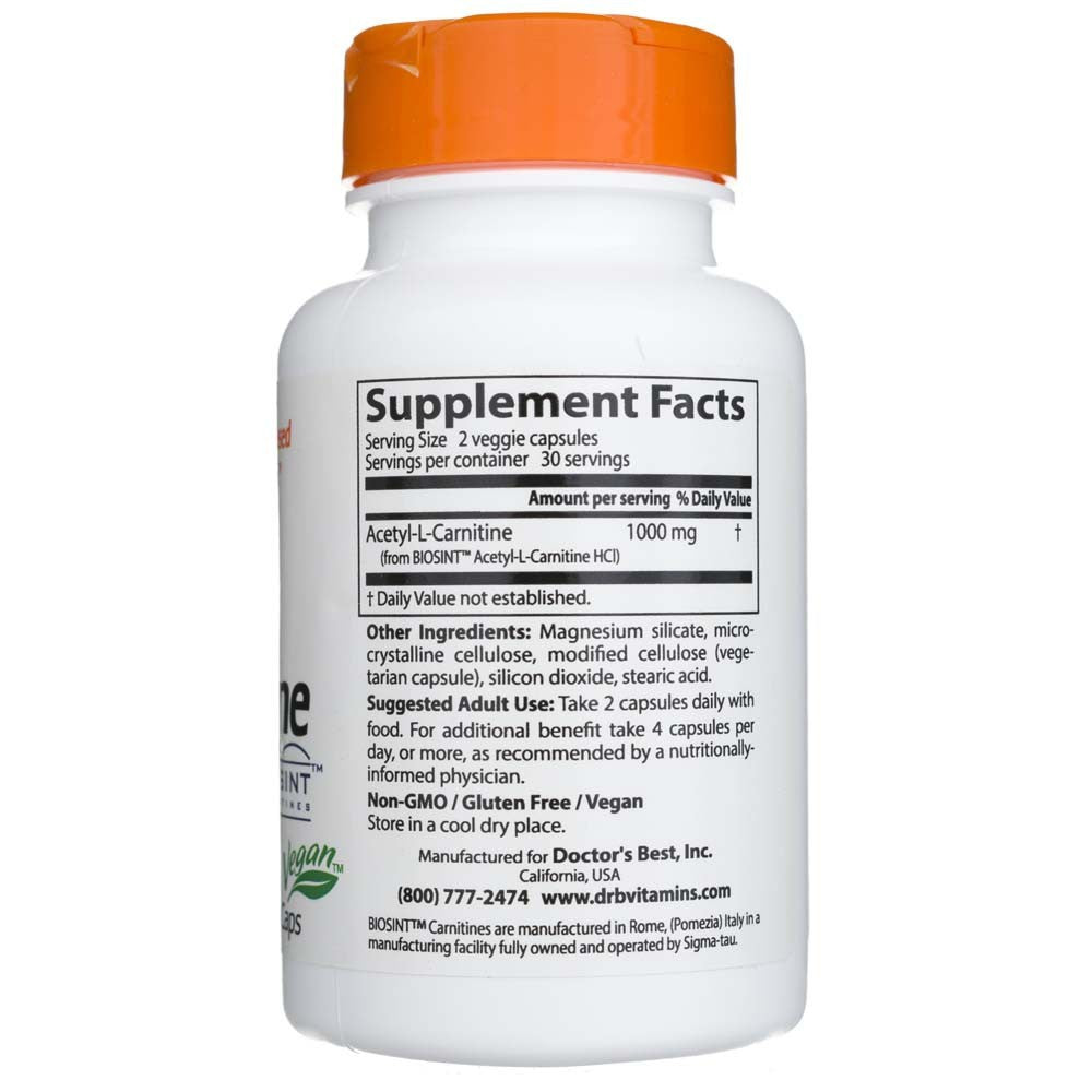 Doctor's Best acetil-L-karnitīns 500 mg – 60 kapsulas