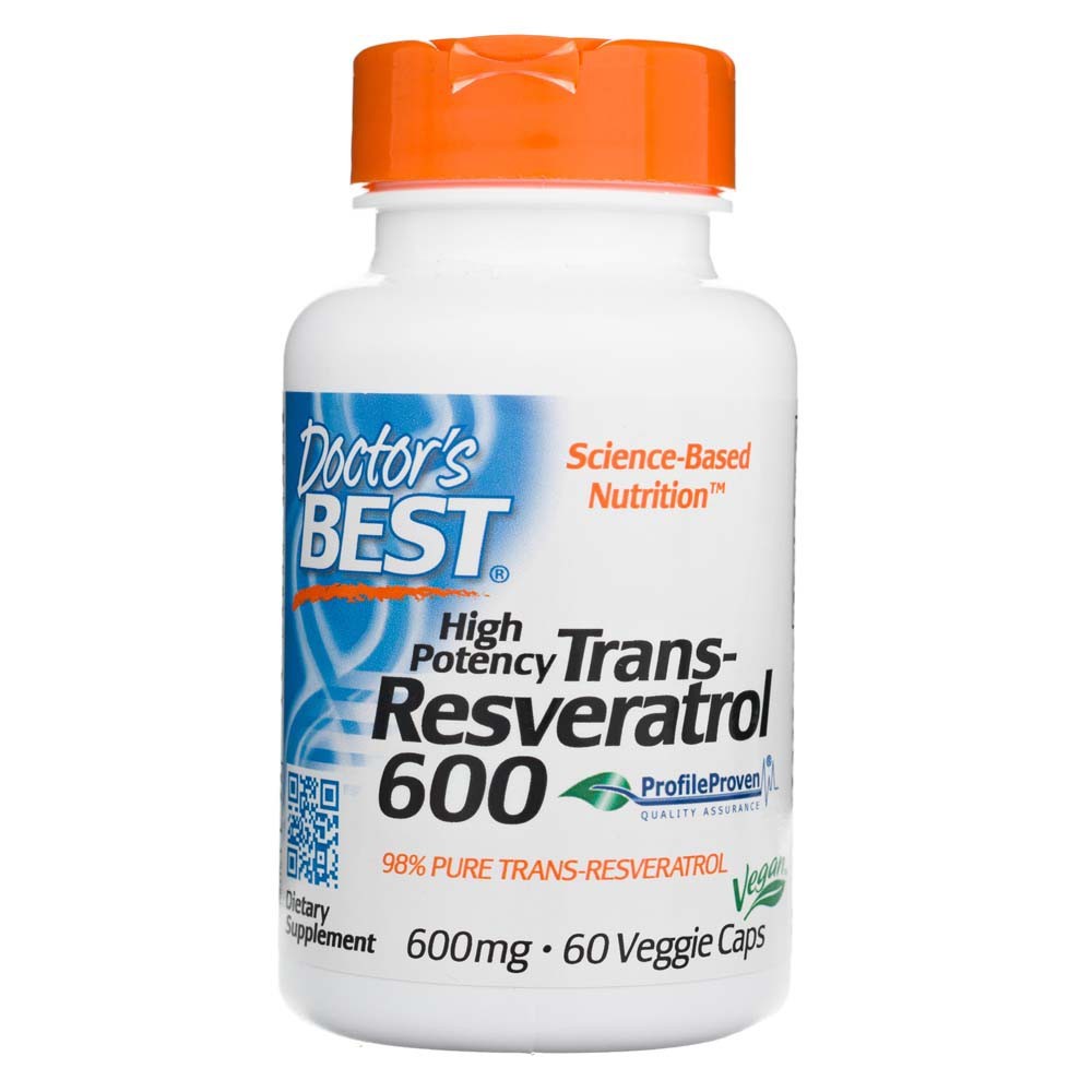 Doctor's Best augstas iedarbības trans-resveratrols 600 mg – 60 kapsulas
