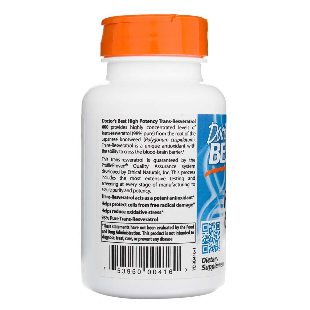 Doctor's Best augstas iedarbības trans-resveratrols 600 mg – 60 kapsulas
