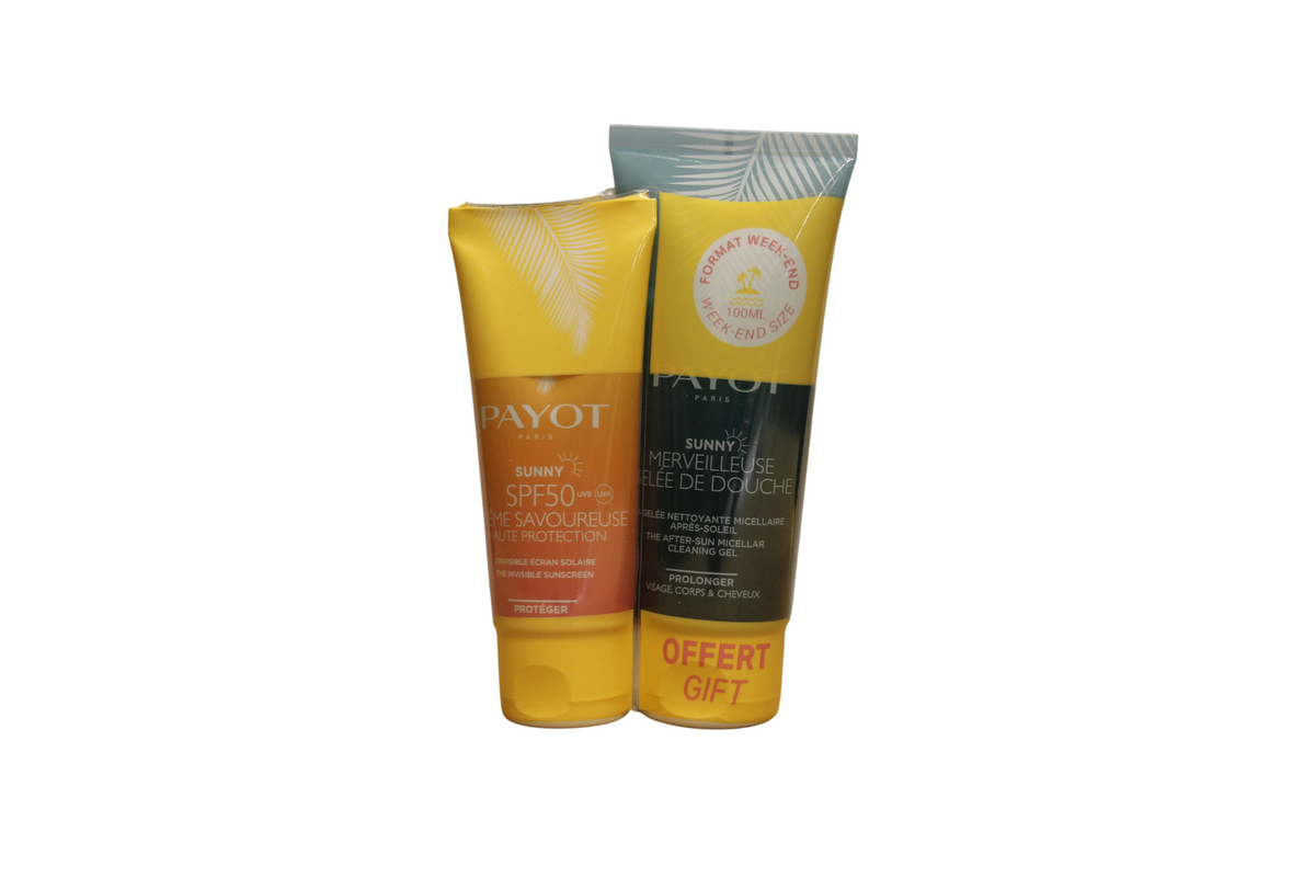 Duo Set Payot: Sunny, Cleansing, Shower Gel, For Body, Face & Hair, All Skin Types, 200 ml + Sunny, Sun Protection, Before Sun Exposure, Cream, For Face, SPF 50, 50 ml