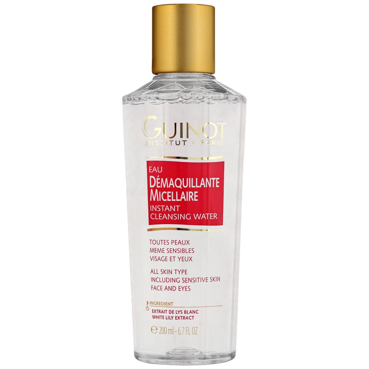 Guinot, Guinot, baltās lilijas ekstrakts, attīrošs micelārais ūdens, visiem ādas tipiem, 200 ml