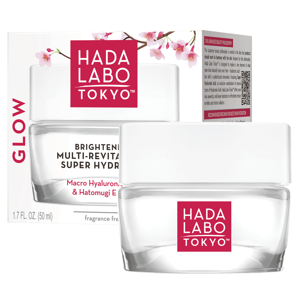 Hada Labo Tokyo, Glow, hialuronskābe, ādu izgaismojošs, dienai un naktij, gēlkrēms sejai, 50 ml
